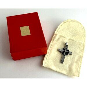 James Avery Celtic Double Cross Sterling Silver Pendant/W Box & Bag-Rare/Retired